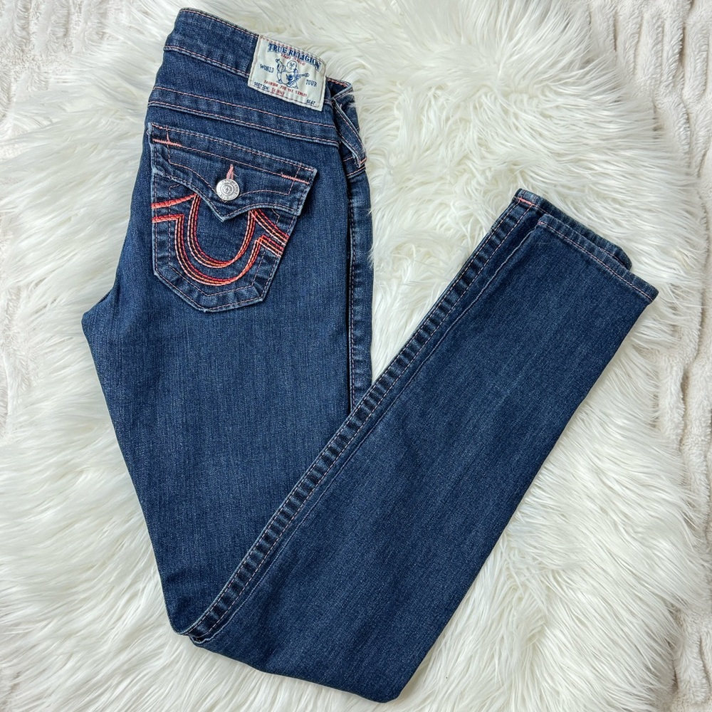 Women's TRUE RELIGION skinny Jeans Dark wash Size 26 Color Blue like NEW